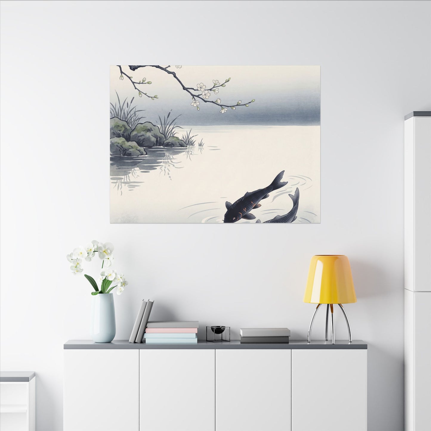 Ma Koi Pond Canvas Art - Zen Ukiyo E Inspired