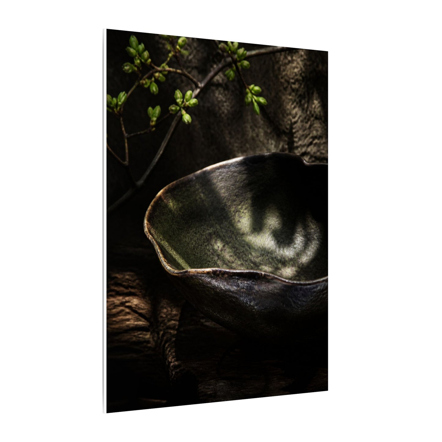Sophisticated Ceramic Bowl Canvas Art - Dark Texture Dark Japandi