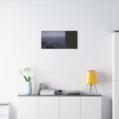 Ma Rock Garden Canvas Art - Dark Japandi Moody Minimal
