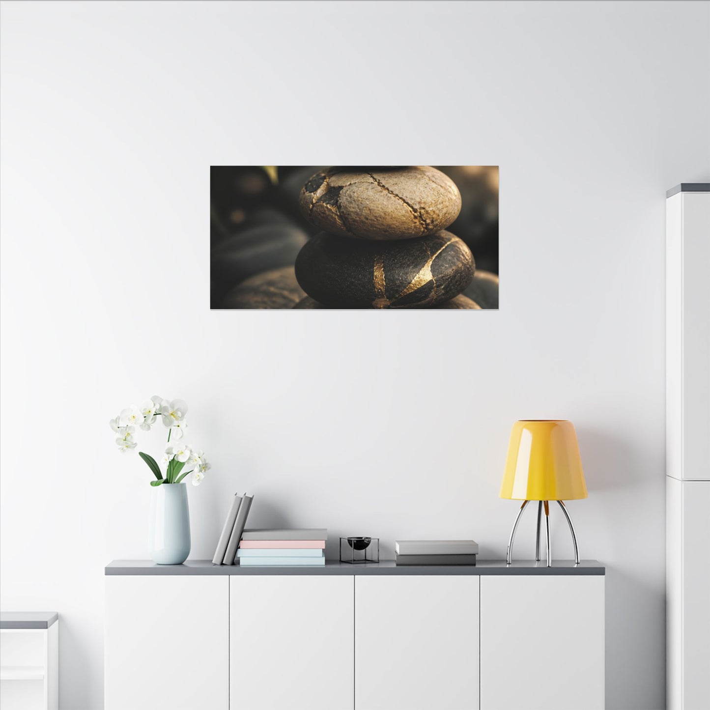 Summer River Stones Broken Beauty Canvas Art | Healing Decor