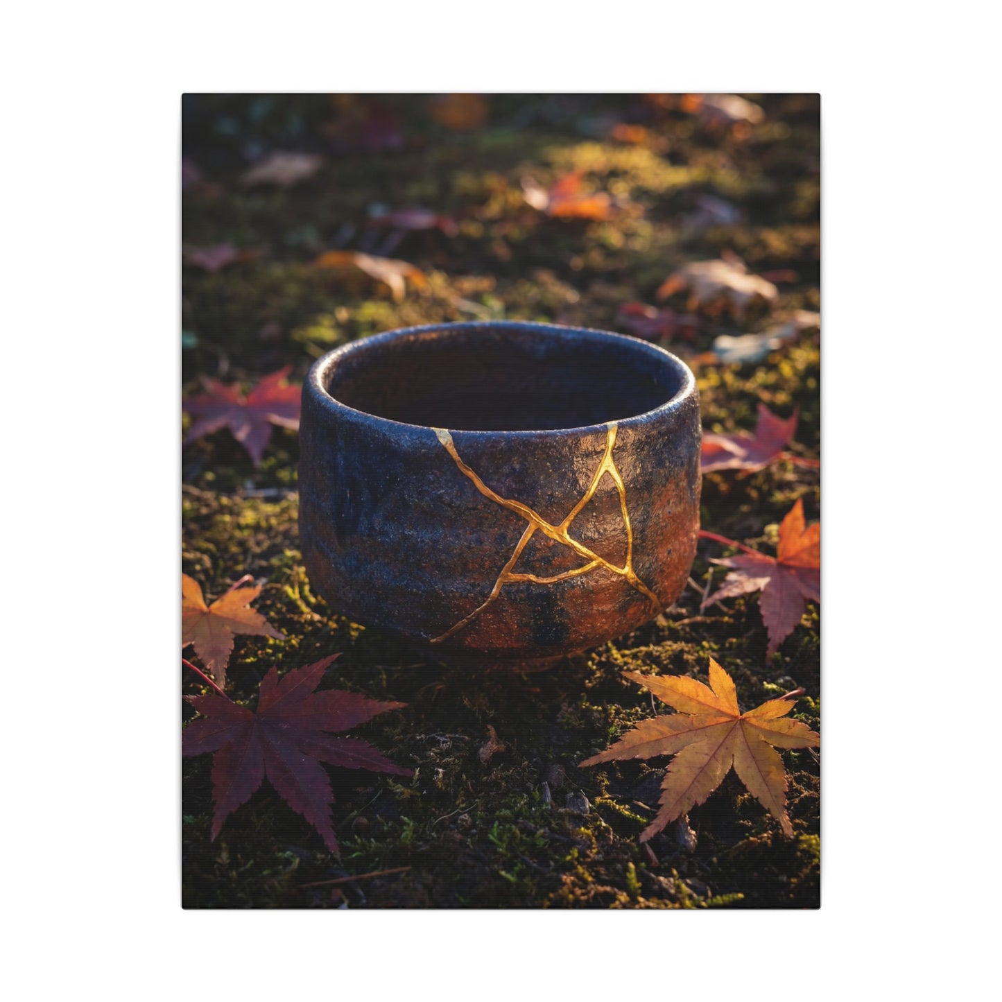 Kanso Moonlit Garden Canvas Art - Kintsugi Gold Repair