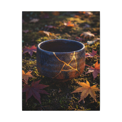 Kanso Moonlit Garden Canvas Art - Kintsugi Gold Repair