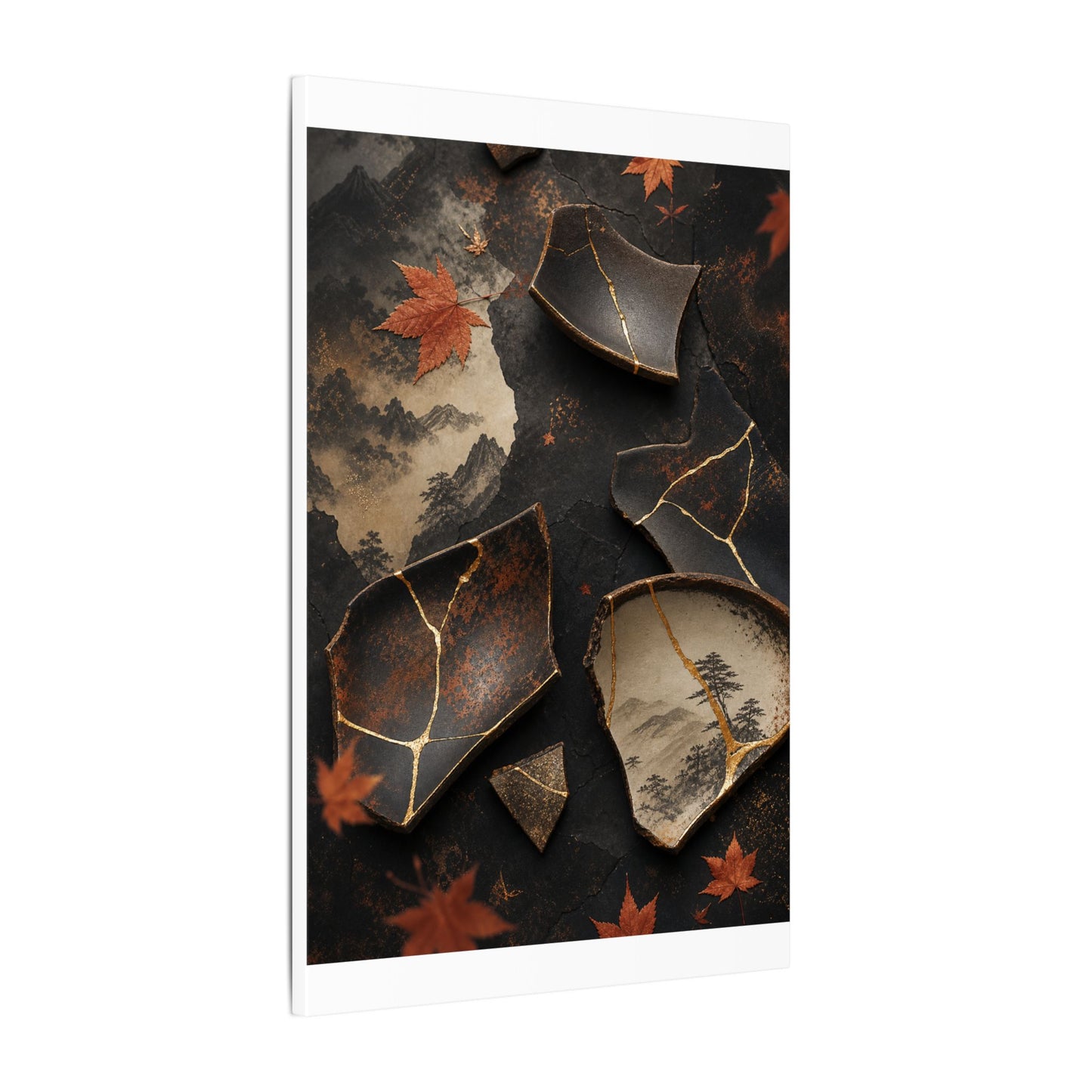Broken Pottery Gold Vein Canvas Art | Philosophical Kintsugi Art