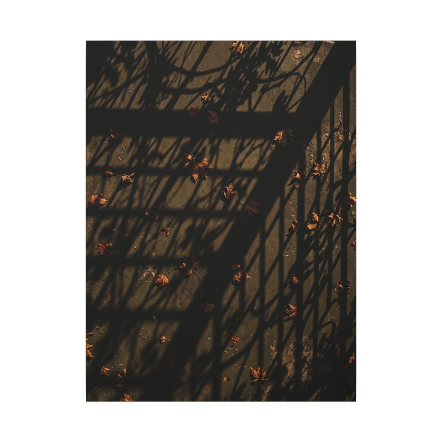 Shadow Play Canvas Art | Autumn Dark Japandi Moody Minimal Art