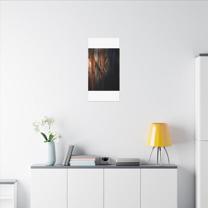 Rust Patina Charcoal Ink Canvas Art | Moody Dark Japandi Art