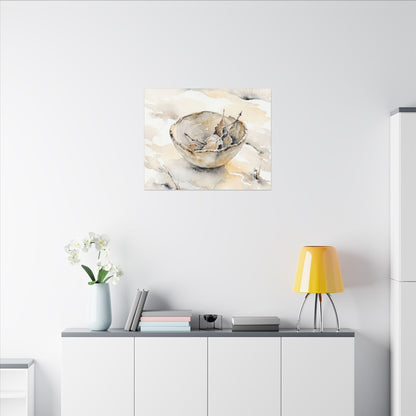 Ceramic Bowl Canvas Art | Winter Japandi Watercolor Art