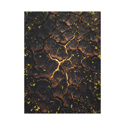Cracked Earth Moody Minimal Canvas Art | Sophisticated Dark Japandi Art