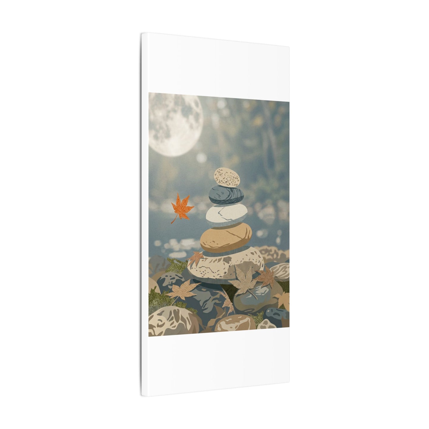 Warm River Stones Canvas Art - Japanese Pattern Japandi