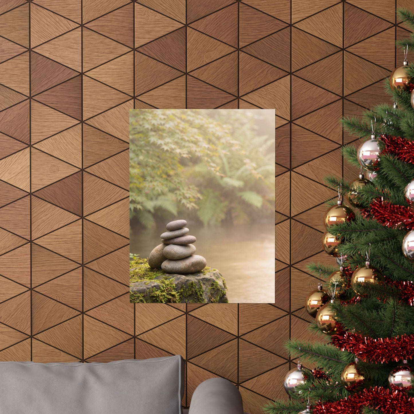 River Stones Summer Wall Art Print | Japandi Cozy Design