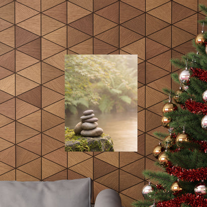 River Stones Summer Wall Art Print | Japandi Cozy Design