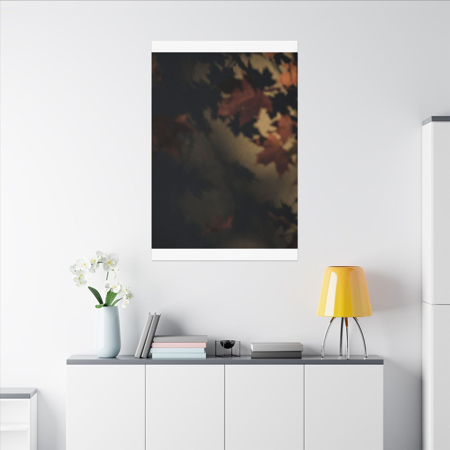 Shadow Play Canvas Art | Autumn Dark Japandi Moody Minimal Art