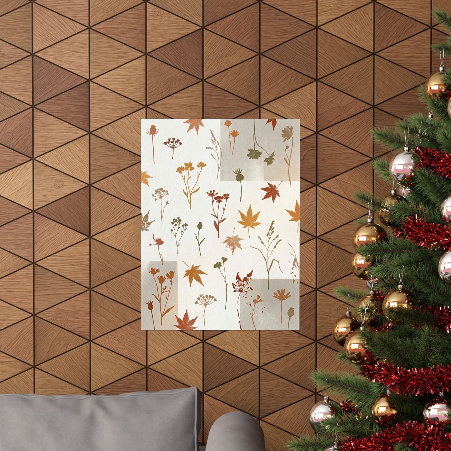 Warm Dried Flowers Wall Art Print - Japanese Pattern Japandi