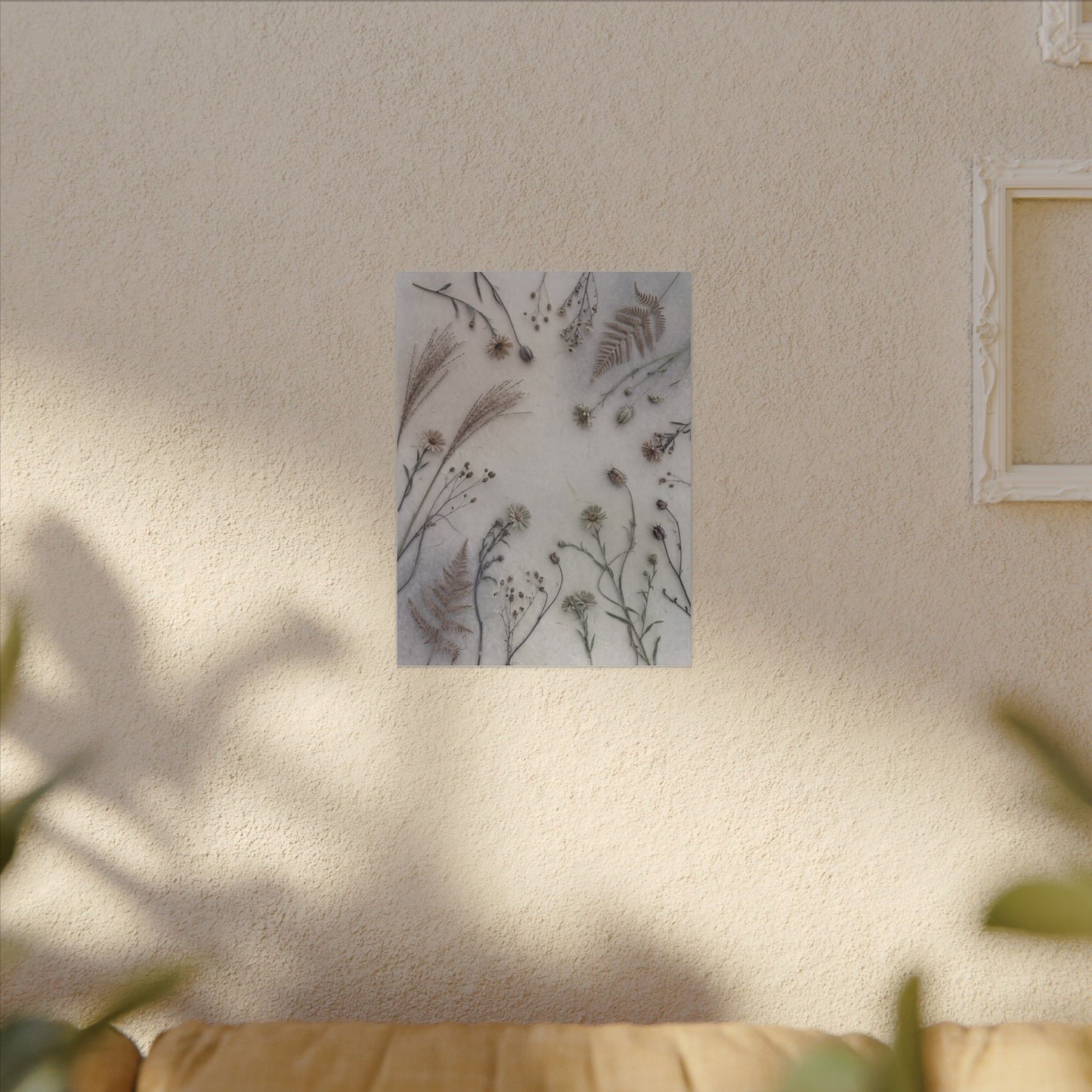 Dried Flowers Japanese Pattern Canvas Art | Elegant Japandi Art