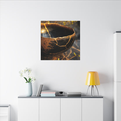 Kintsugi Ceramic Bowl in Golden Hour | Gold Vein Canvas Art