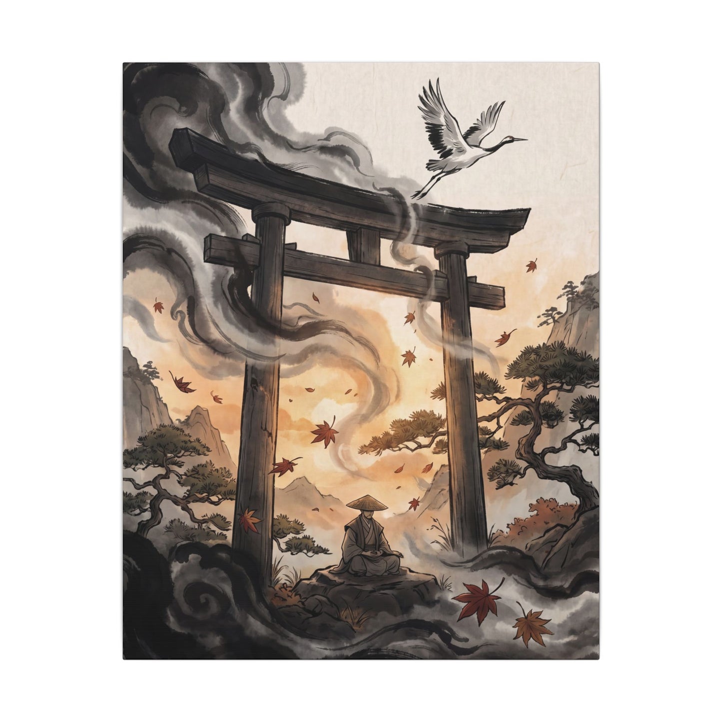 Torii Gate Ukiyo E Inspired Canvas Art | Serene Zen Art