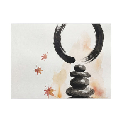 River Stones Canvas Art | Autumn Zen Enso Art