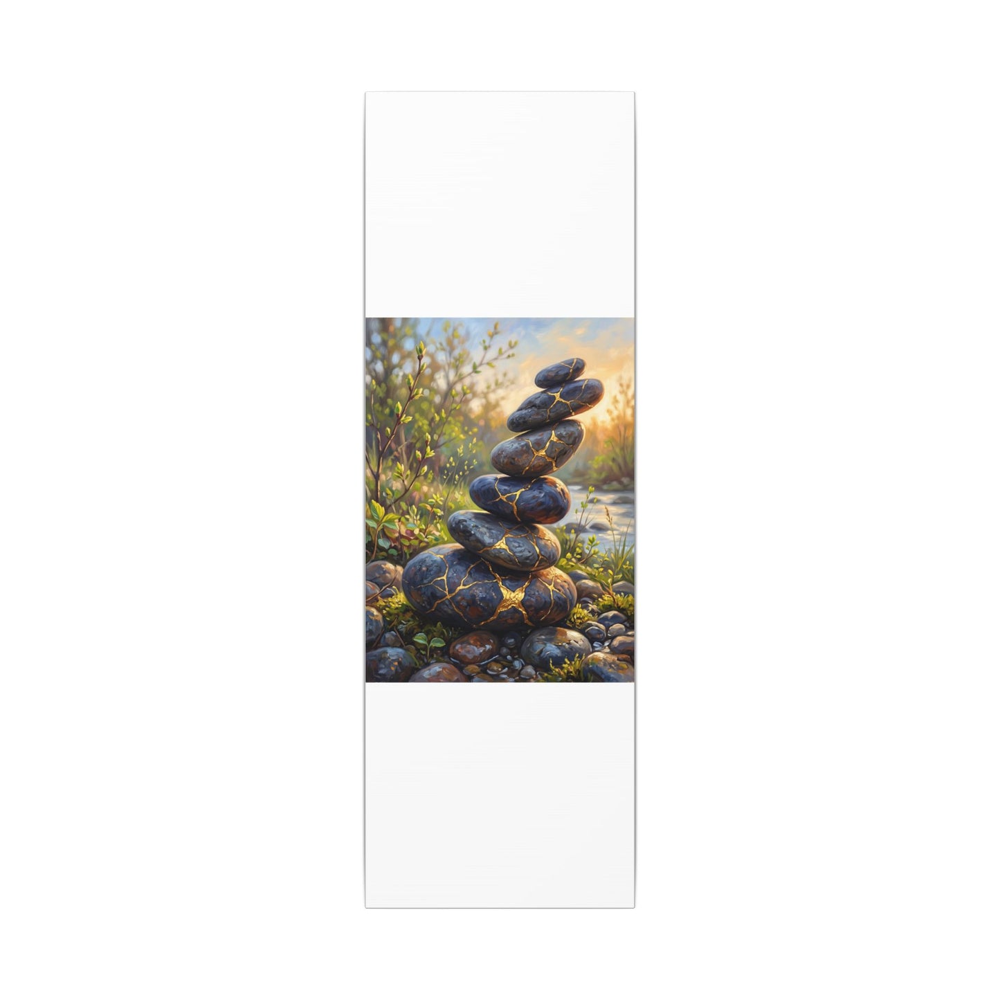 Spring River Stones Gold Repair Canvas Art | Healing Decor