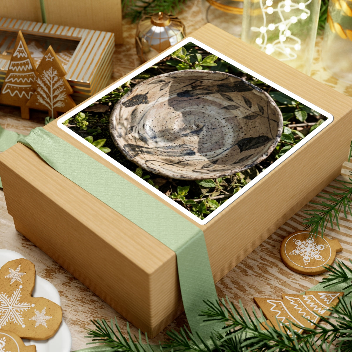 Japandi Ceramic Bowl in Dappled | Japanese Pattern Sticker