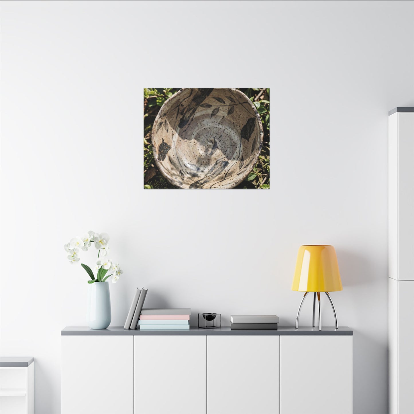 Elegant Ceramic Bowl Canvas Art - Japanese Pattern Japandi