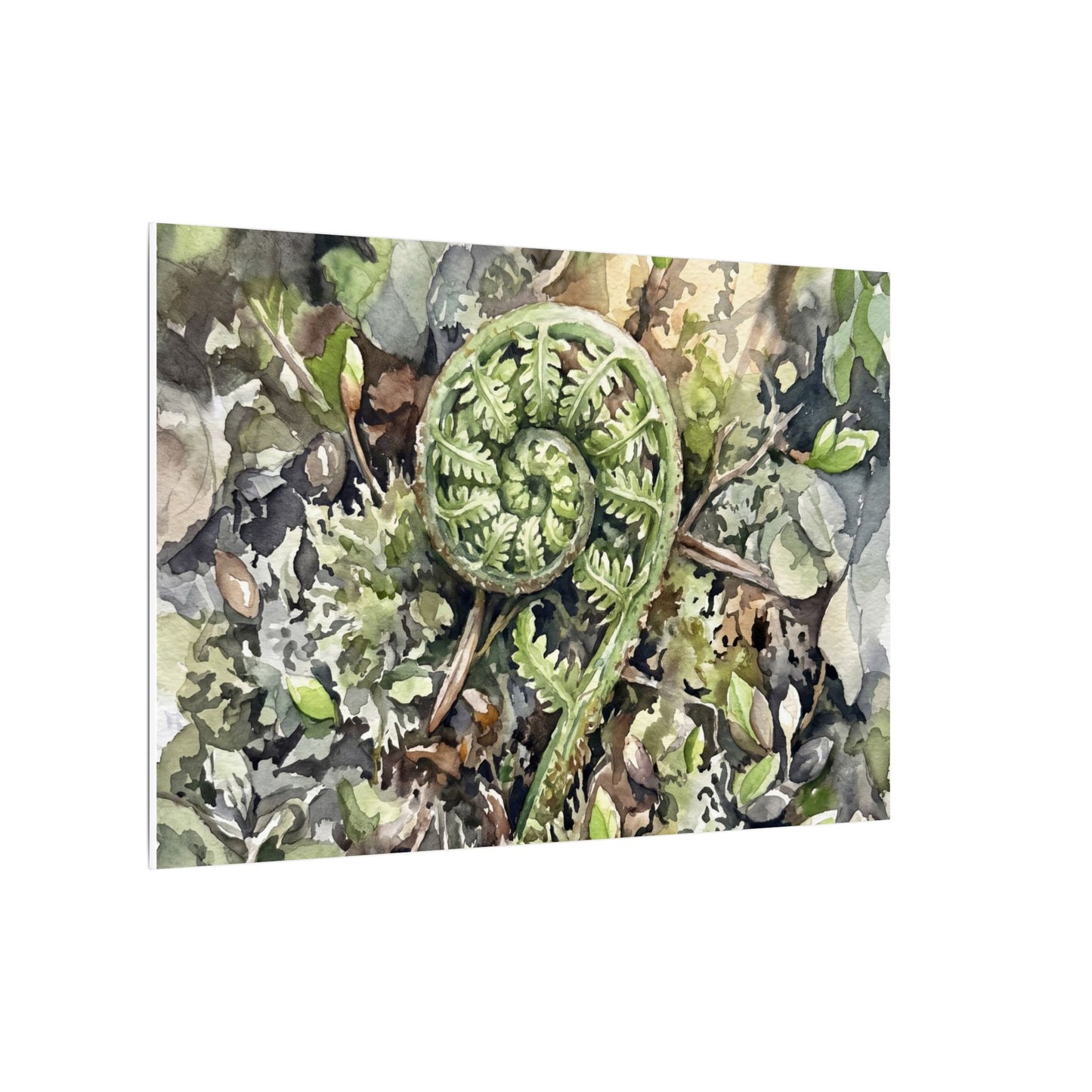 Fern Unfurling Spring Canvas Art | Japandi Neutral Design