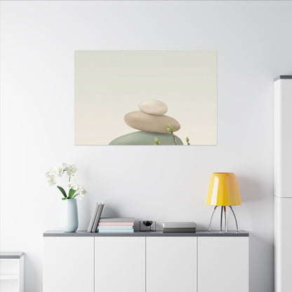 Dawn River Stones Canvas Art - Japandi Fukinsei