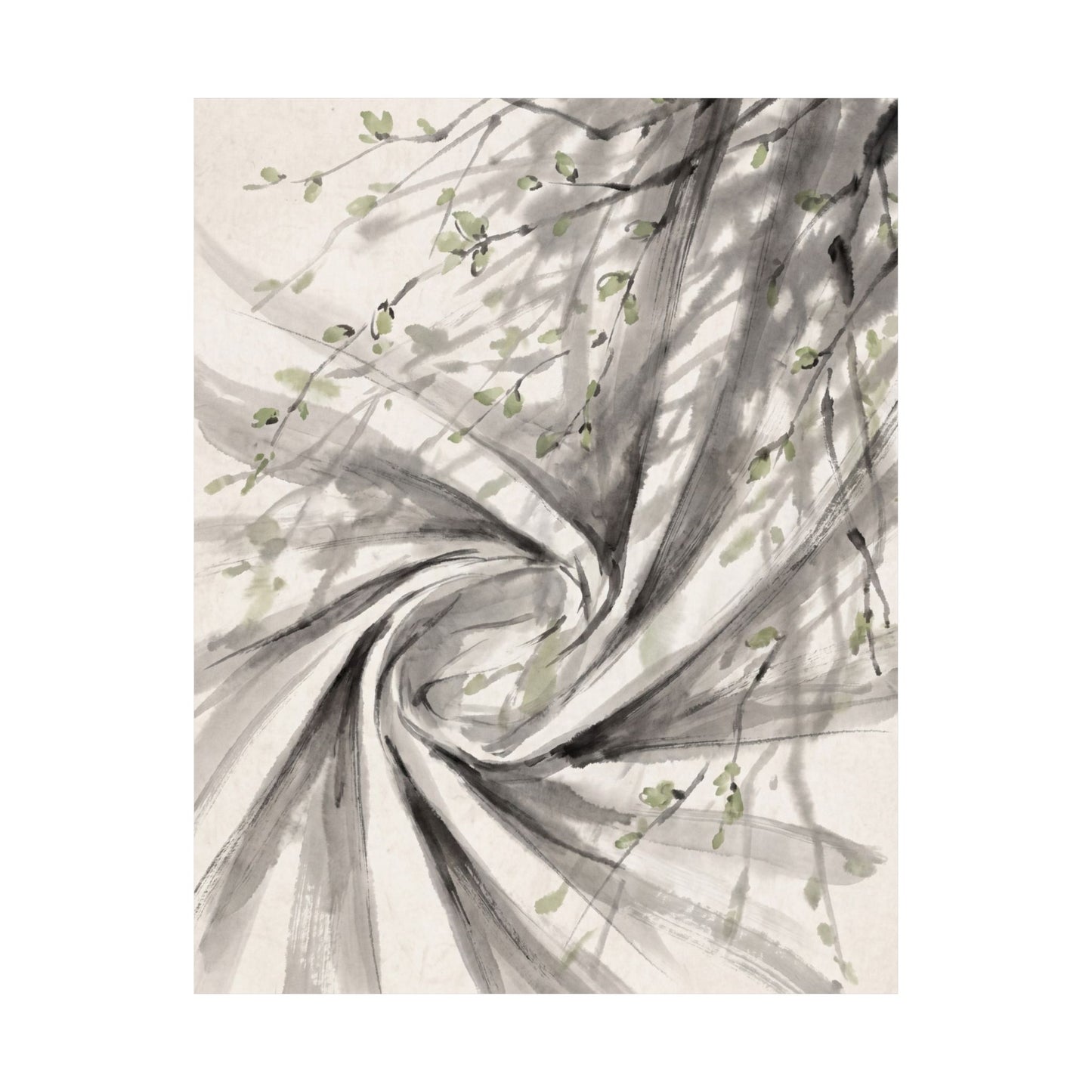 Silk Drape Wall Art Print | Spring Zen Sumi E Art