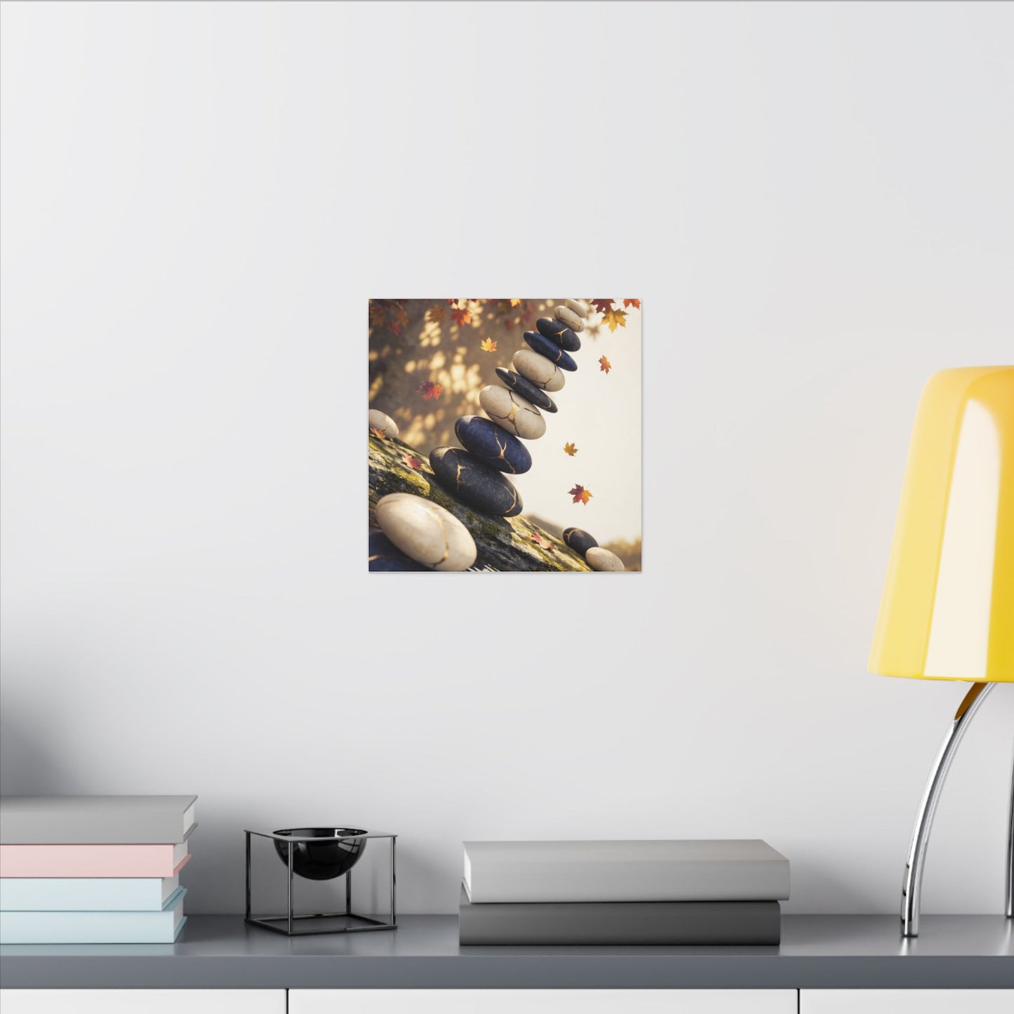 Ma River Stones Canvas Art - Kintsugi Gold Vein