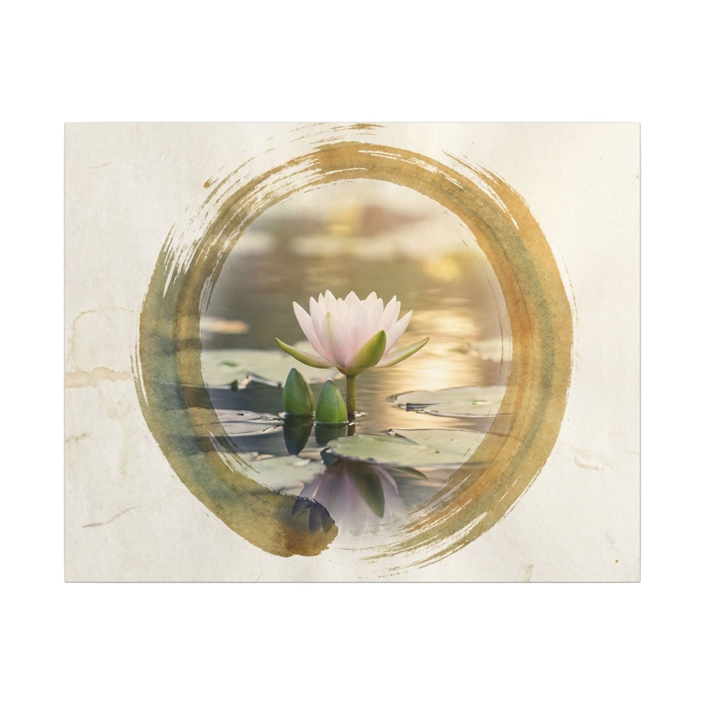 Peaceful Lotus Flower Canvas Art - Enso Zen