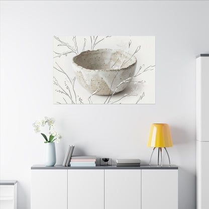 Neutral Ceramic Bowl Canvas Art - Minimal Line Japandi