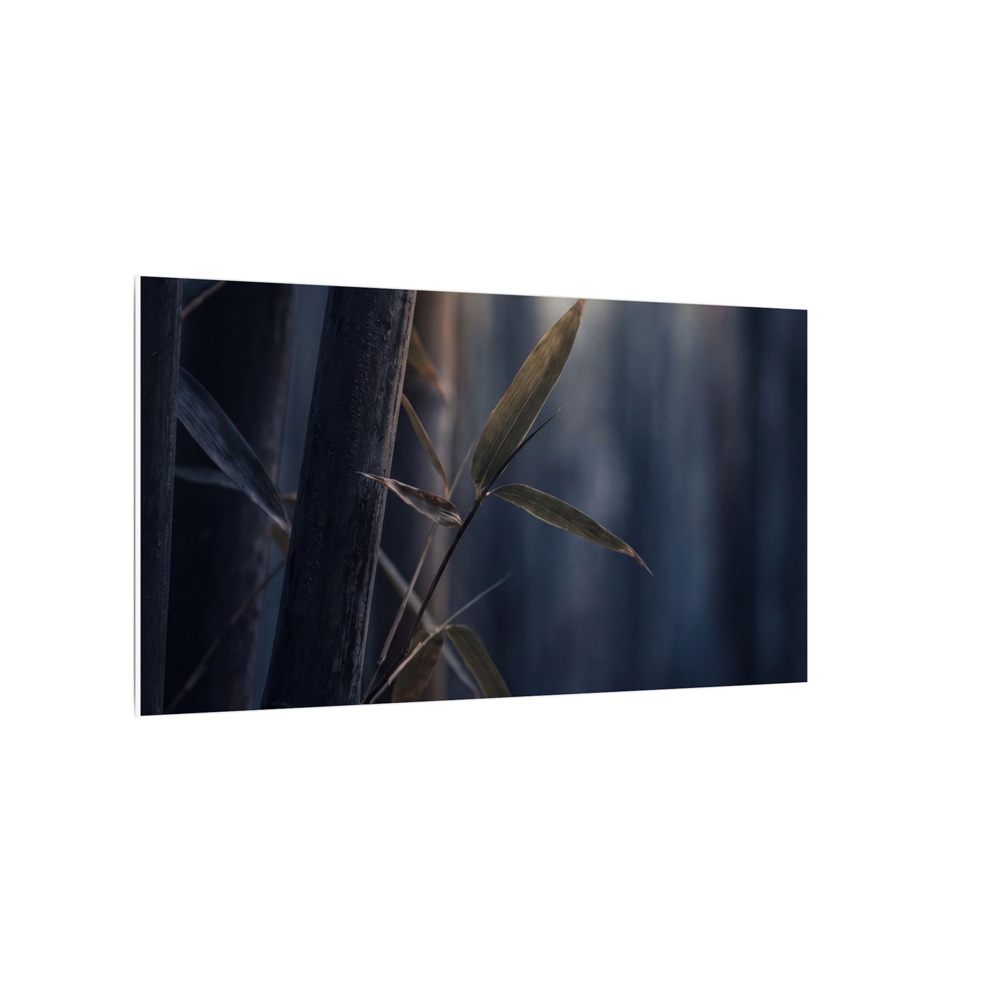 Dark Japandi Bamboo Grove in Dawn | Moody Minimal Canvas Art