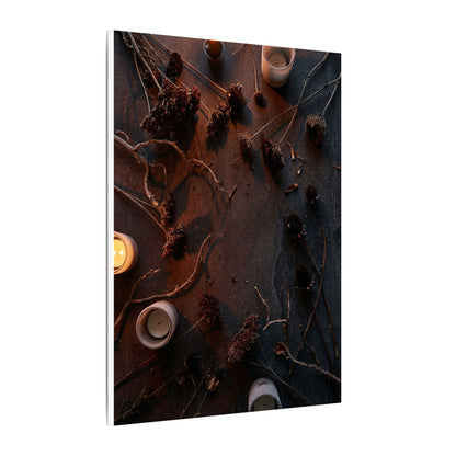 Dried Flowers Canvas Art | Winter Dark Japandi Moody Minimal Art