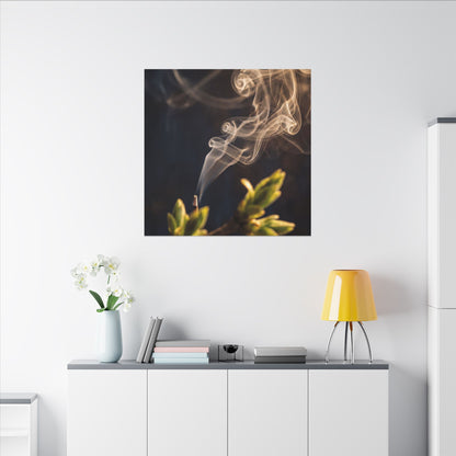 Golden Hour Incense Smoke Canvas Art - Dark Japandi Kanso