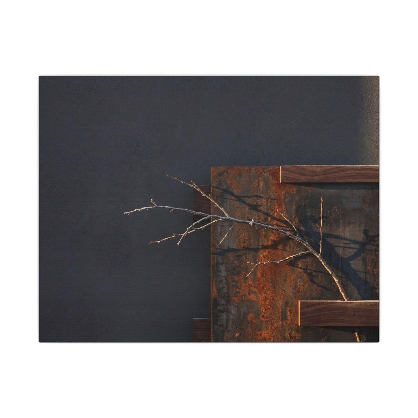 Ma Rust Patina Canvas Art - Dark Japandi Dark Texture Art Print