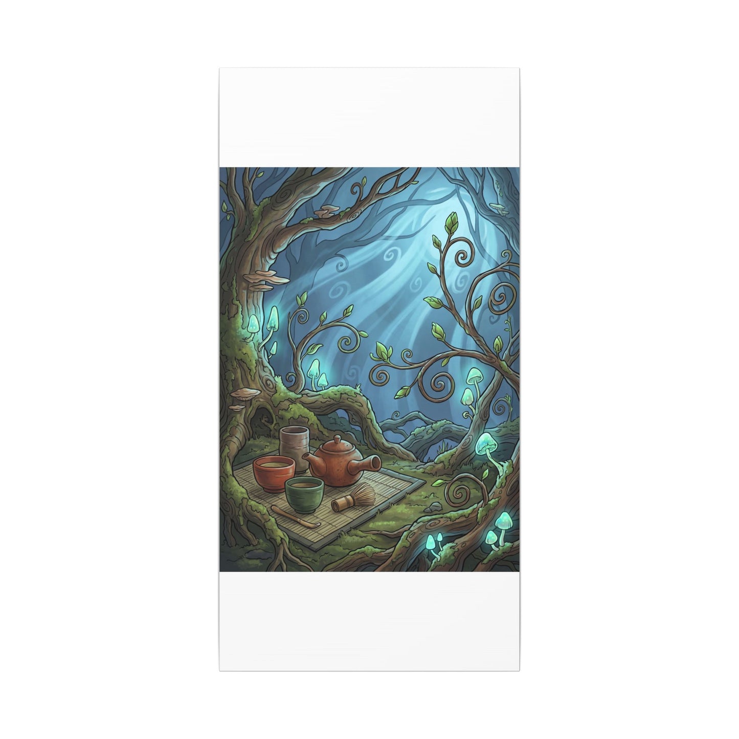 Spring Tea Ceremony Forest Whimsy Canvas Art | Cozy Decor