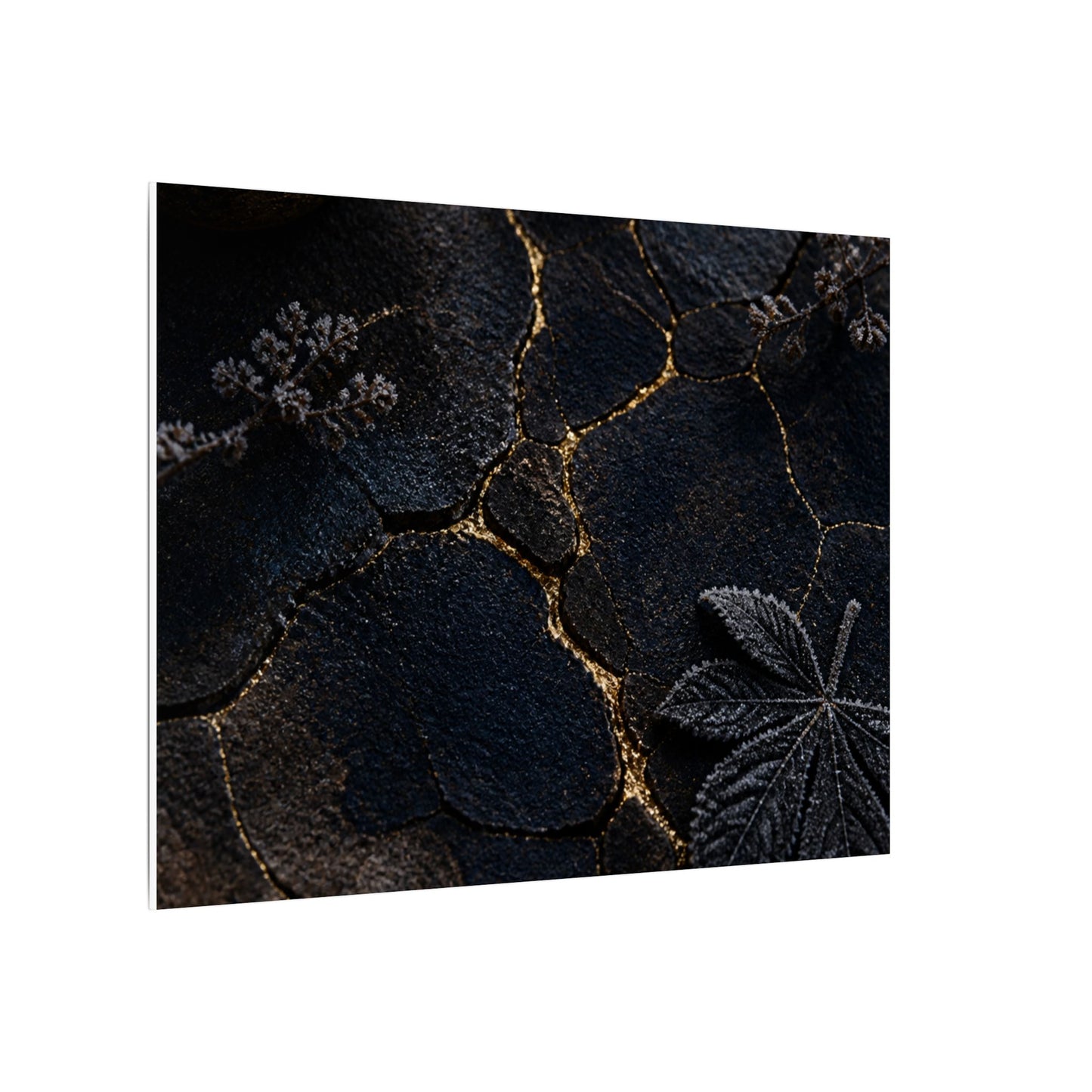 Candlelight Cracked Earth Canvas Art - Dark Japandi Ma
