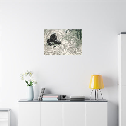 Shibui Rock Garden Canvas Art - Zen Ukiyo E Inspired