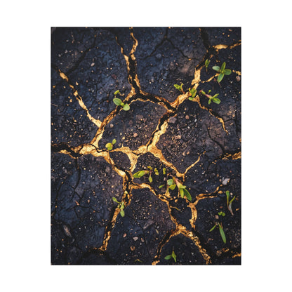 Spring Cracked Earth Crackle Gold Canvas Art | Healing Decor