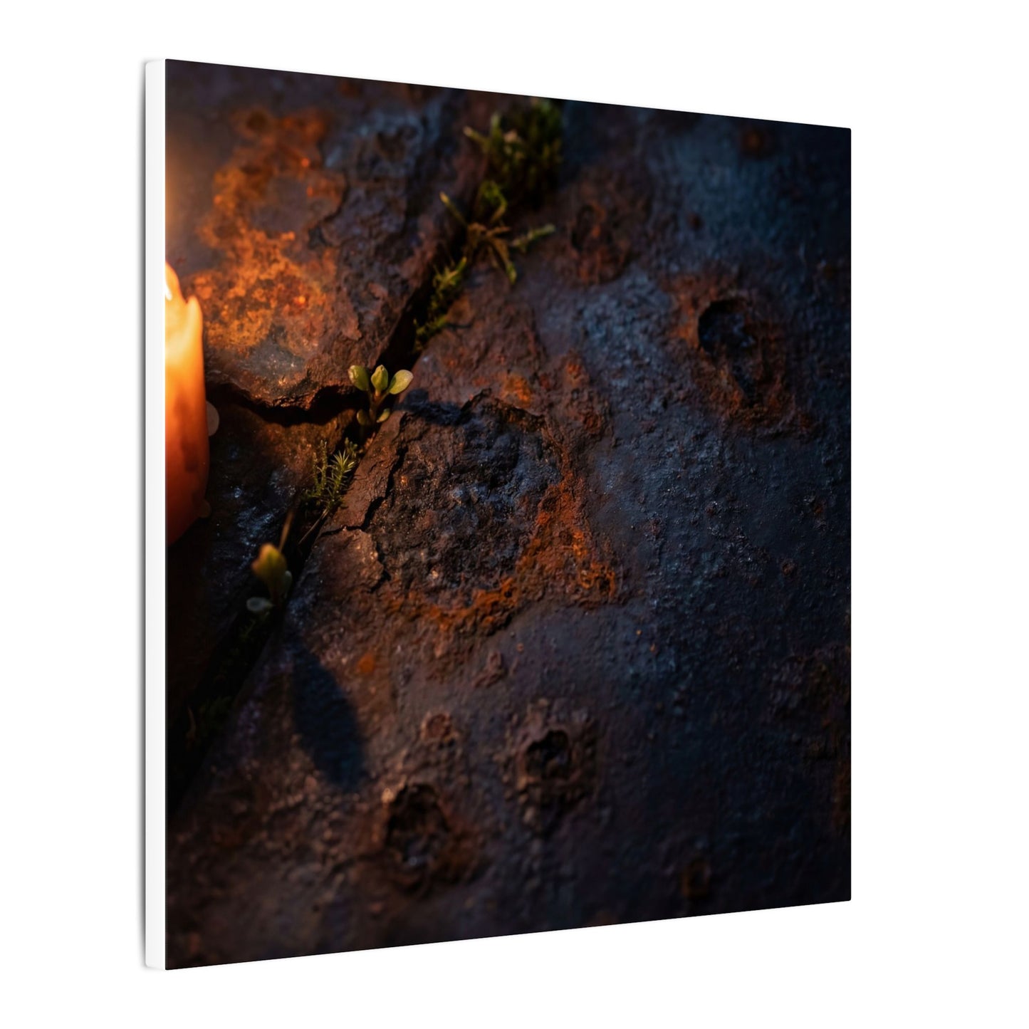 Candlelight Rust Patina Canvas Art - Dark Japandi Ma