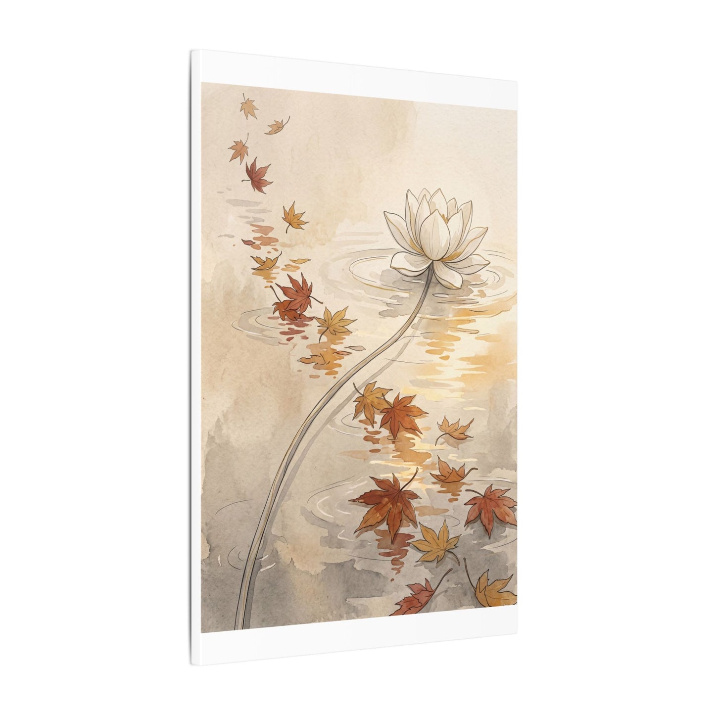 Lotus Flower Canvas Art | Autumn Japandi Minimal Line Art