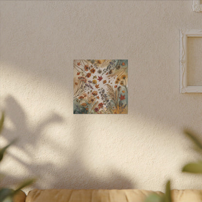 Dried Flowers Canvas Art | Autumn Japandi Watercolor Art