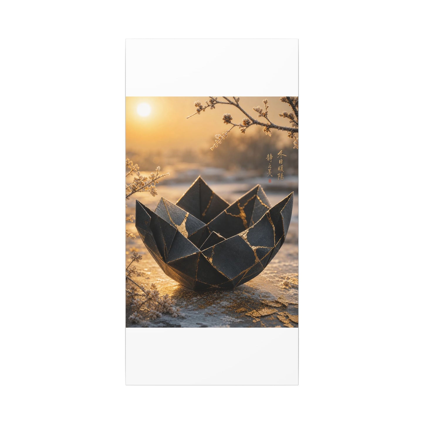 Kintsugi Paper Fold in Golden Hour | Gold Repair Canvas Art