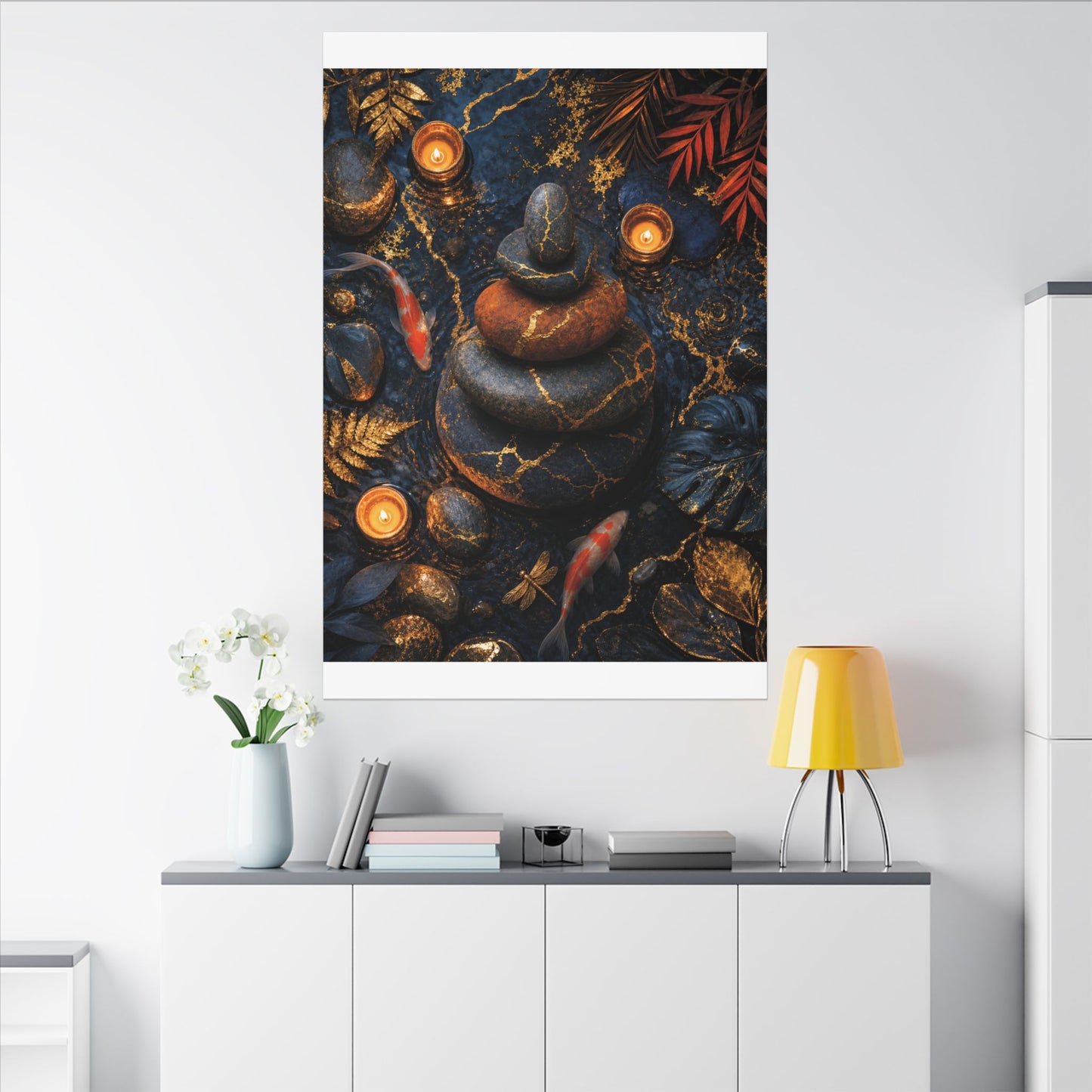 Summer River Stones Gold Vein Canvas Art | Resilient Decor
