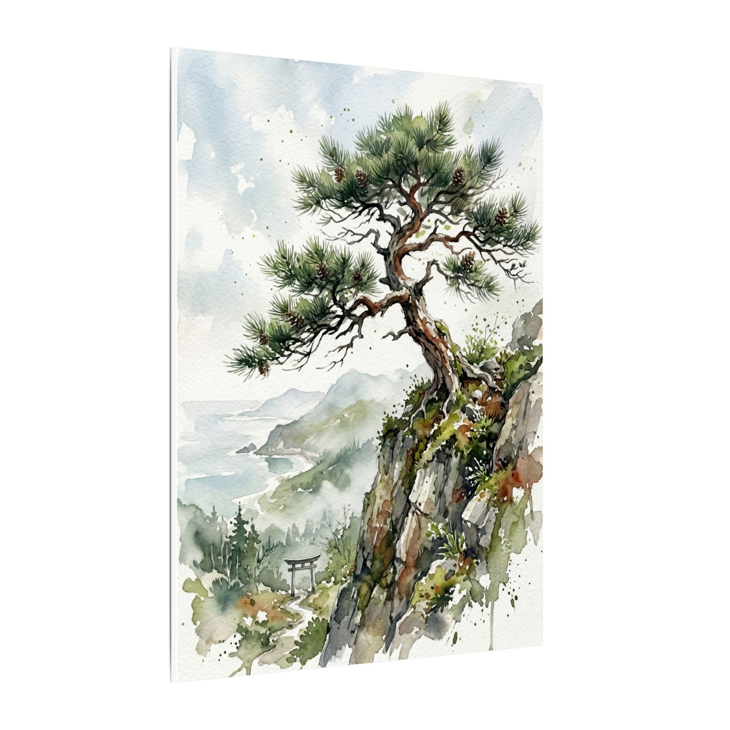 Pine Tree Spring Canvas Art | Japandi Neutral Design