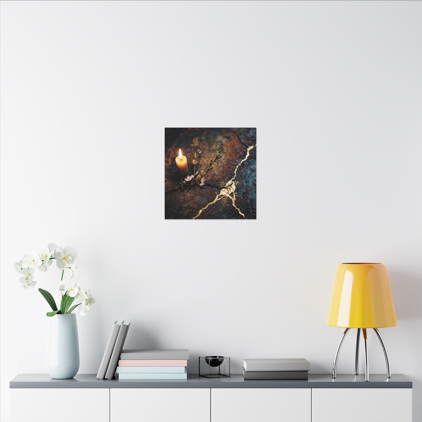 Kintsugi Rust Patina in Candlelight | Gold Repair Canvas Art