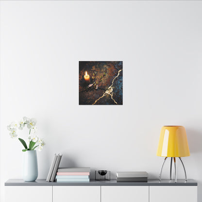 Kintsugi Rust Patina in Candlelight | Gold Repair Canvas Art