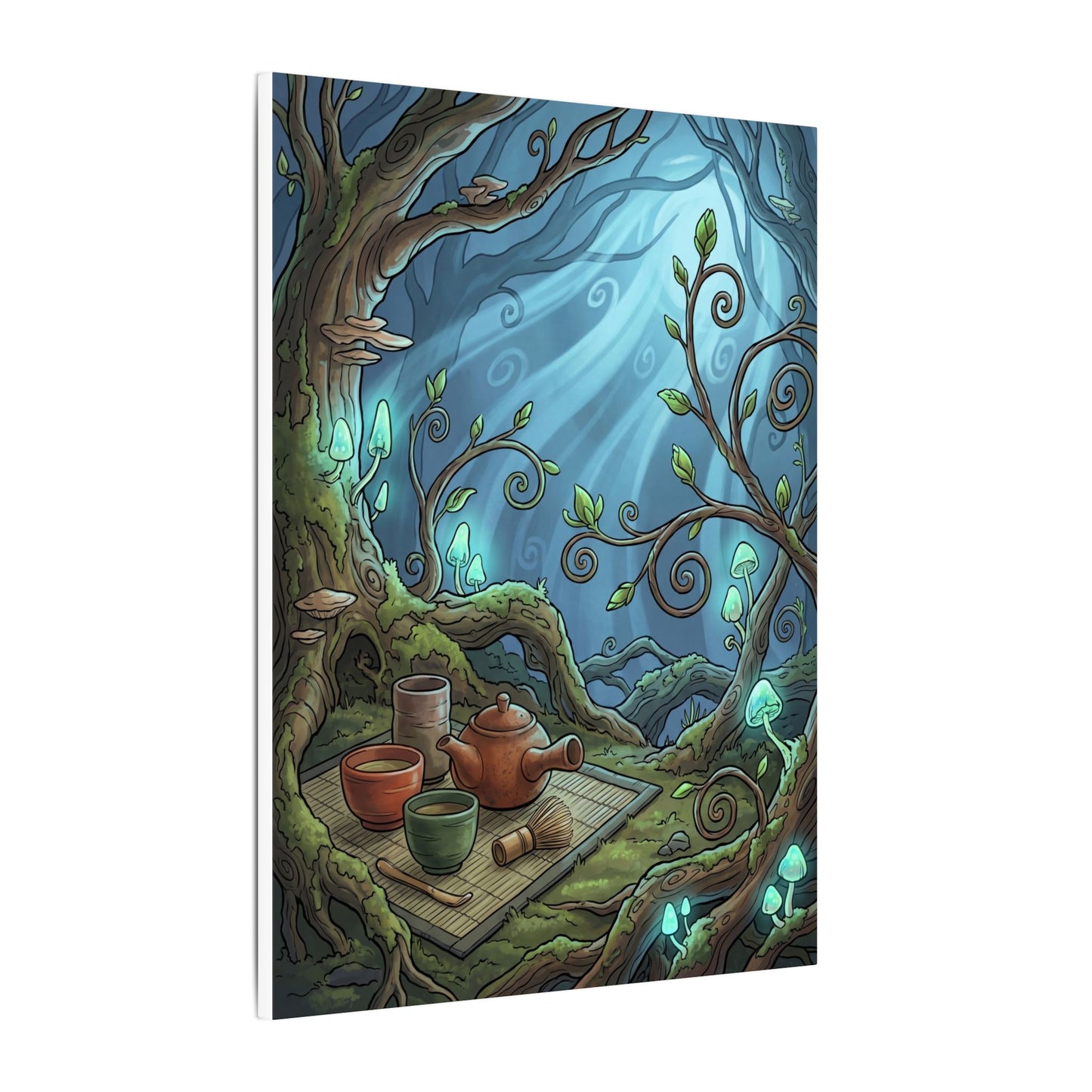 Spring Tea Ceremony Forest Whimsy Canvas Art | Cozy Decor