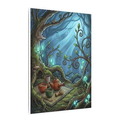 Spring Tea Ceremony Forest Whimsy Canvas Art | Cozy Decor