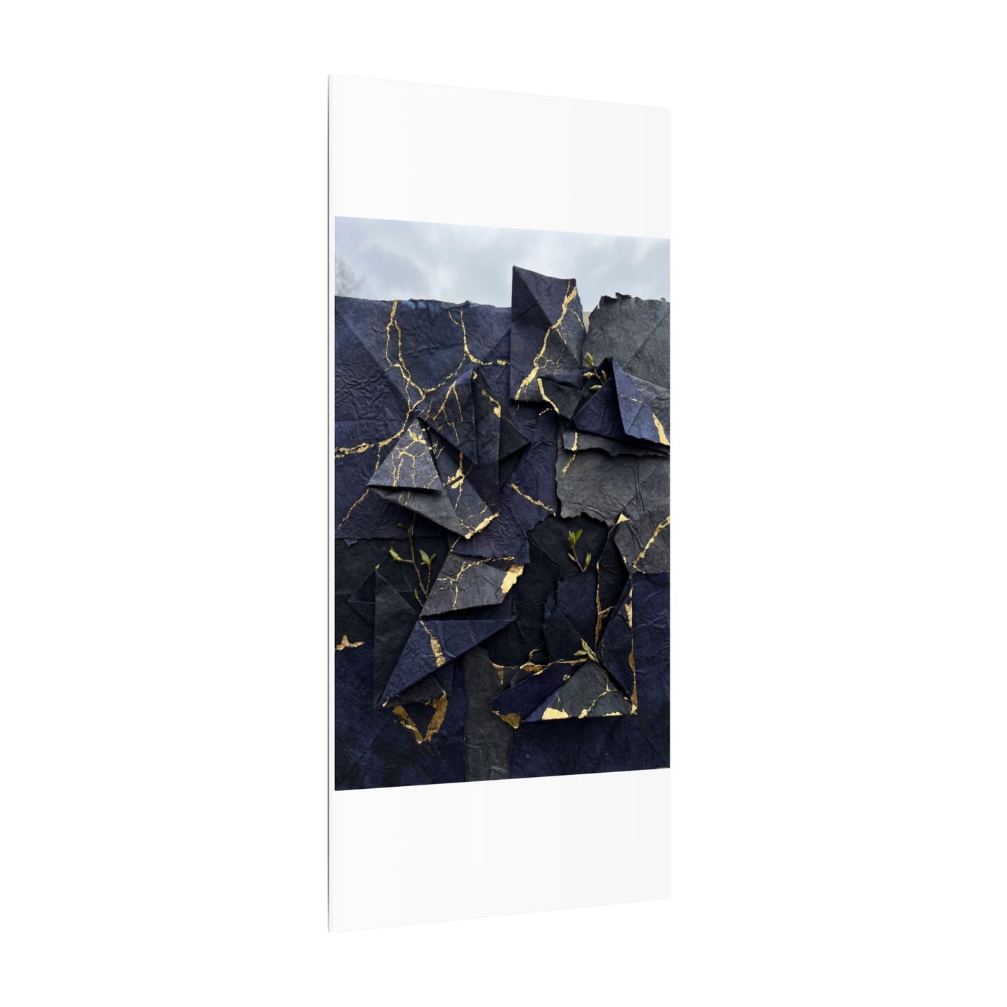 Beautiful Paper Fold Canvas Art - Crackle Gold Kintsugi