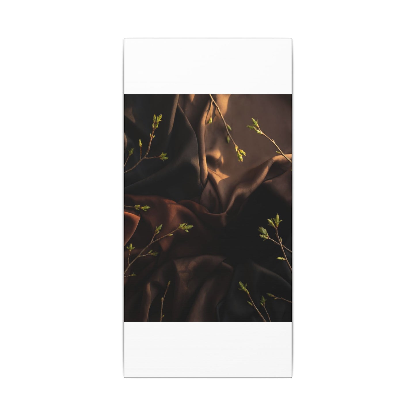 Dark Japandi Silk Drape in Golden Hour | Moody Minimal Canvas Art