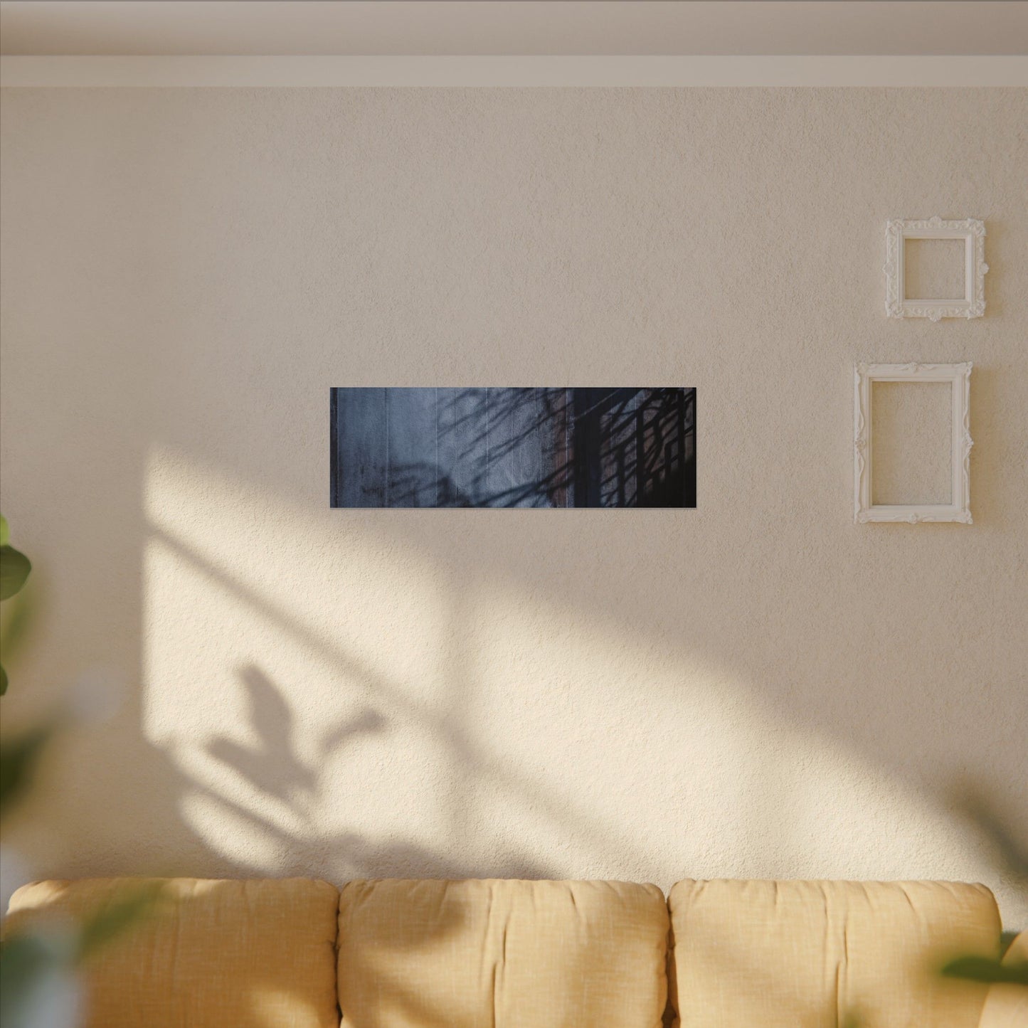 Shadow Play Moody Minimal Canvas Art | Moody Dark Japandi Art